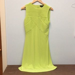 Tahari lime green knew length dress